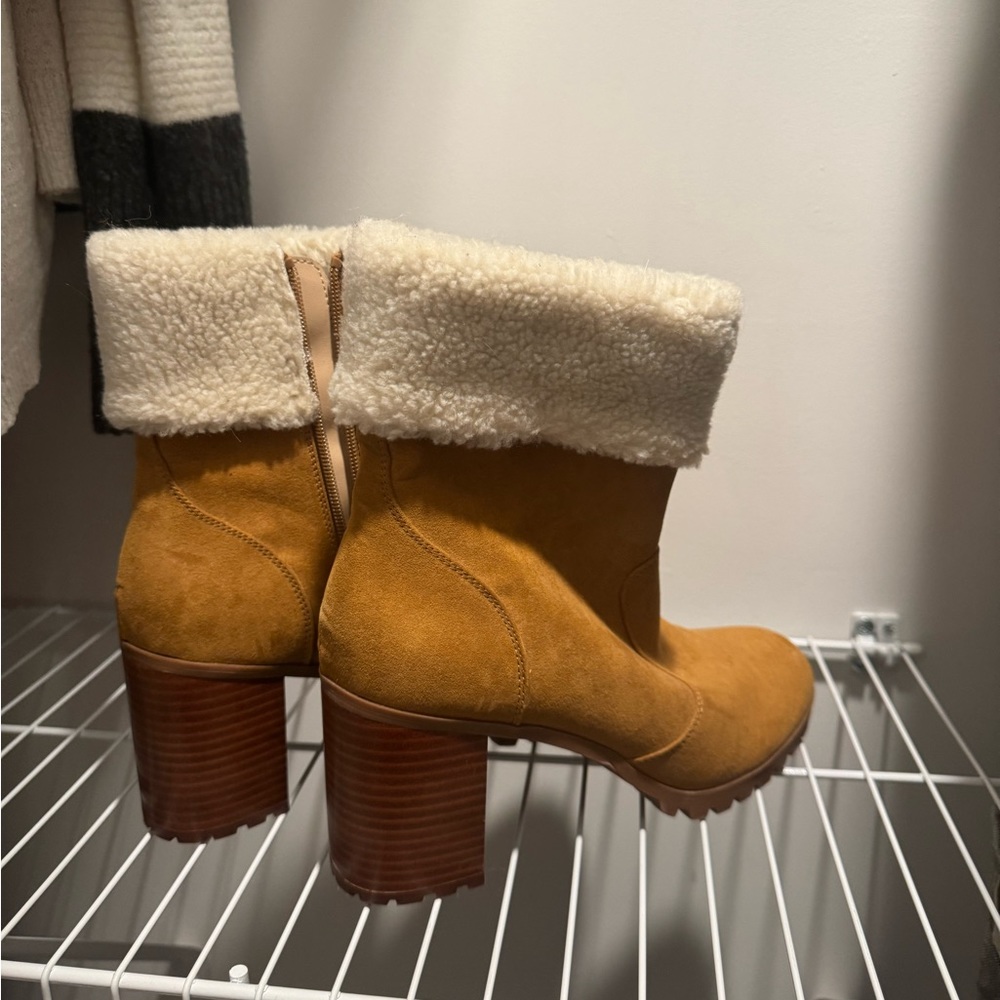 Crown and ivory Sherpa booties or heels